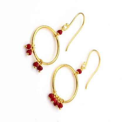 Hot Sale Women Fashion 2-3mm Dyed Ruby Stone Beads Handmade Jewelry 925 Sterling Silver Danfle Earrings Pair Gift for Her