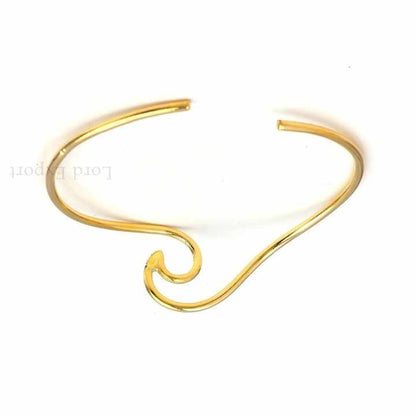 Solid Sterling Silver Gold Plated Ocean Wave Cuff Bangle No reviews yet