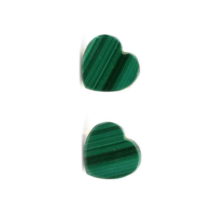 Wholesale Women's Girls' Fine Stud Earrings Lovely Heart-Shape Natural Malachite Gemstone Jewelry Sterling Silver & Gold Plated