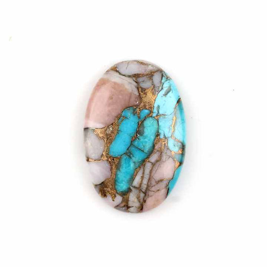 Top Quality Natural Pink Opal Copper Turquoise 20x30mm Smooth Oval Shape Cabochon Wholesale Bulk Gemstone for Making Jewelry