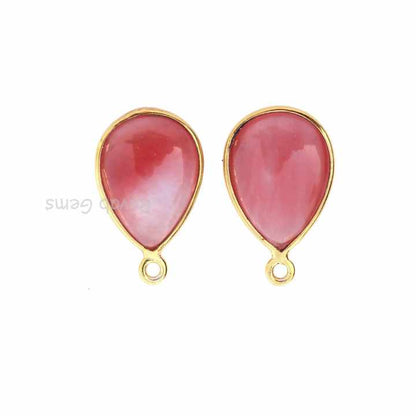 Wholesale 12x16mm Red Cherry Gemstone Quartz Sterling Silver Bezel Charm Handmade Drop Shape 18k Gold Plated Charm Pendant