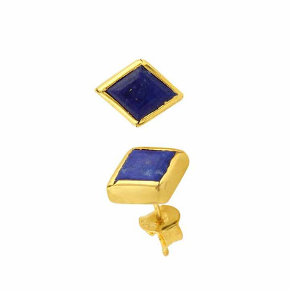 Natural Lapis Lazuli Gemstone Stud Earrings Customized Various Style Wholesale Sterling Silver Gold Plated Stud Earring
