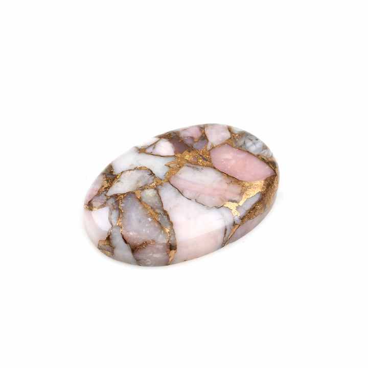 High Quality Handmade Natural 20x30mm Smooth Oval Cut Pink Opal Copper Loose Gemstone Flat Back Cabochons for Making Jewelry