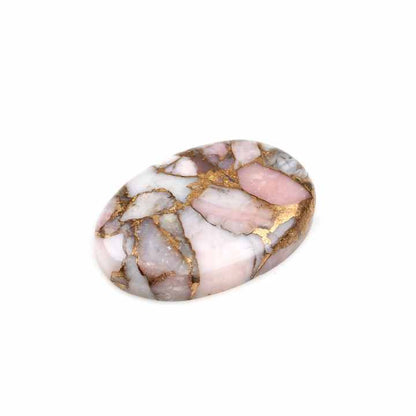 High Quality Handmade Natural 20x30mm Smooth Oval Cut Pink Opal Copper Loose Gemstone Flat Back Cabochons for Making Jewelry