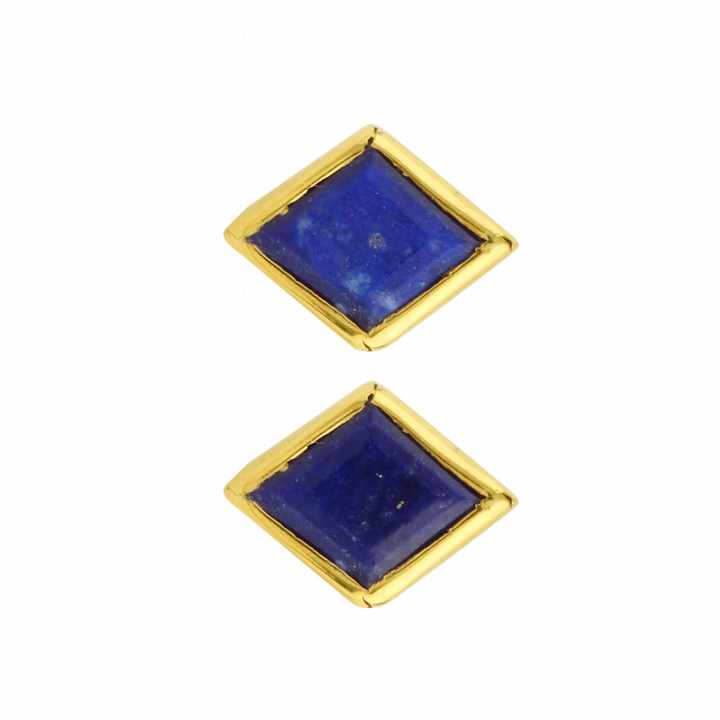 Natural Lapis Lazuli Gemstone Stud Earrings Customized Various Style Wholesale Sterling Silver Gold Plated Stud Earring