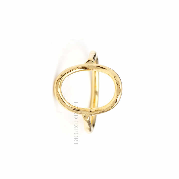 18k Gold Plated Stacking Ring Open Oval Circle Sterling Silver No Stone Ring Handmade 925 Silver Jewelry High Polish Band Ring