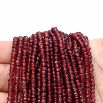 Top Quality Natural 3mm to 4mm Faceted Rondelle Mozambique Garnet Jewelry Making Semi Precious Loose Stone Strand Beads Supplier
