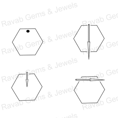 Apple Coral Copper 12mm Hexagon Shape Both Side Flat Gemstone, Calibrated Stone For Jewelry, Loose Beads Stone Fr Earring - 2 Pcs Set
