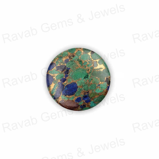 Azurite Malachite Copper Round Shape 5mm to 20mm Cabochon Loose Gemstone, Smooth Calibrated, Semi Precious Stone, For Making Jewelry 1 Pc