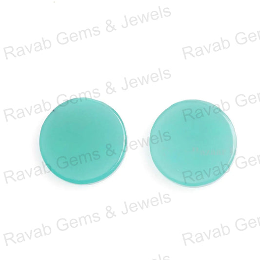 Aqua Chalcedony Round Shape Flat Gemstone, Loose Beads Calibrated Stone For Jewelry Earring Ring Pendant Making 8mm-16mm 2 Pcs All Sizes