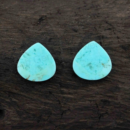 Arizona Turquoise Heart Shape Smooth Flat Calibrated Gemstone, Loose Beads Semi Precious Stone For Jewelry Set Making 12mm 2 Pcs Set