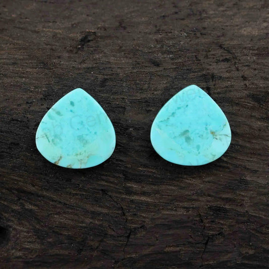 Arizona Turquoise Heart Shape Smooth Flat Calibrated Gemstone, Loose Beads Semi Precious Stone For Jewelry Set Making 12mm 2 Pcs Set