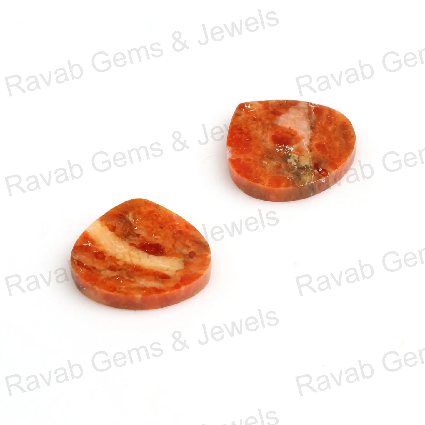 Apple Coral Copper 12mm Heart Shape Flat Gemstone, Calibrated Loose Beads Stone For Jewelry Earring Making - 2 Pcs Set Lovely Stone