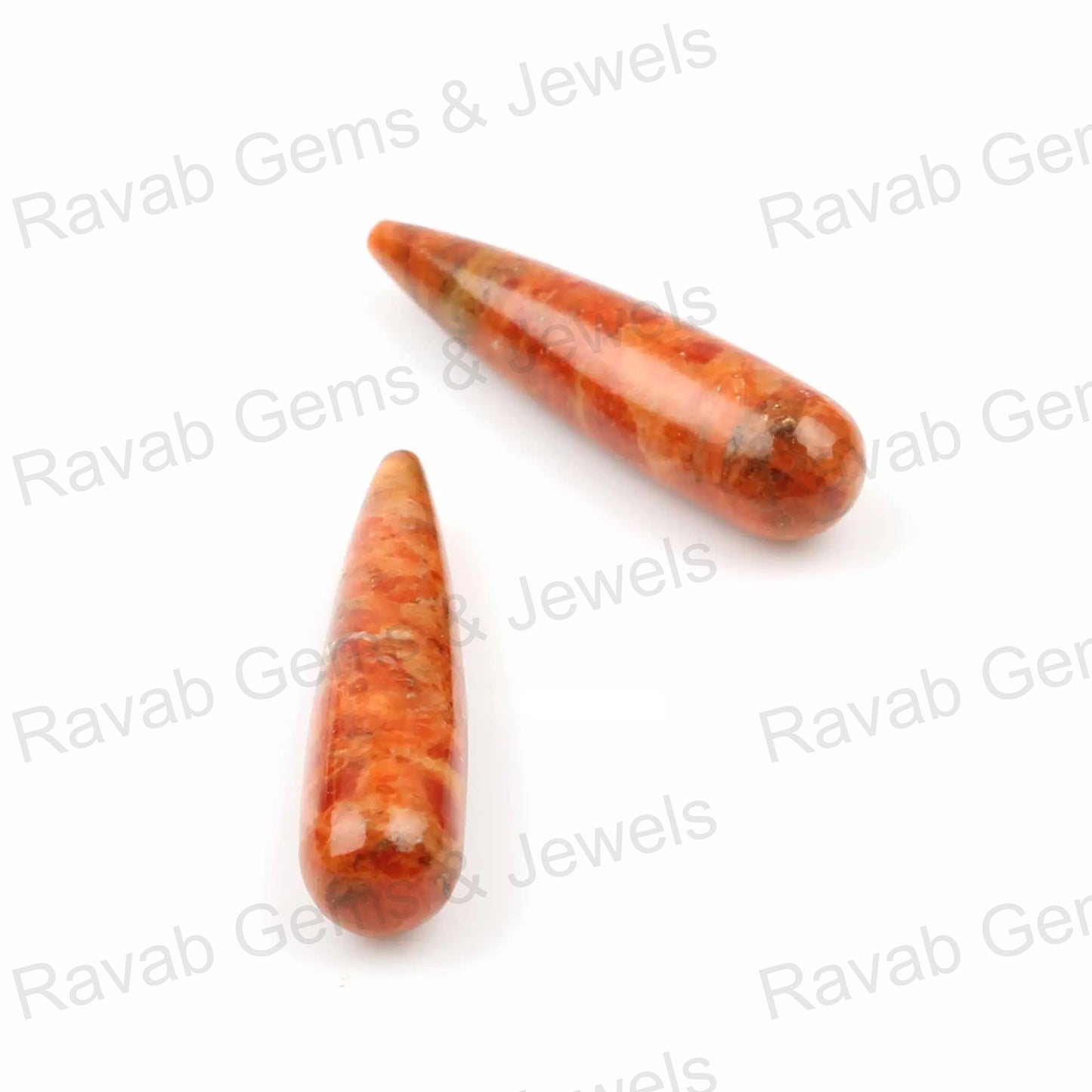 Apple Coral Copper Smooth Briolette Gemstone, Long Drop Loose Beads Stones, Calibrated Teardrop Earring Making Pair Stone 2 Pcs Set 9x30mm