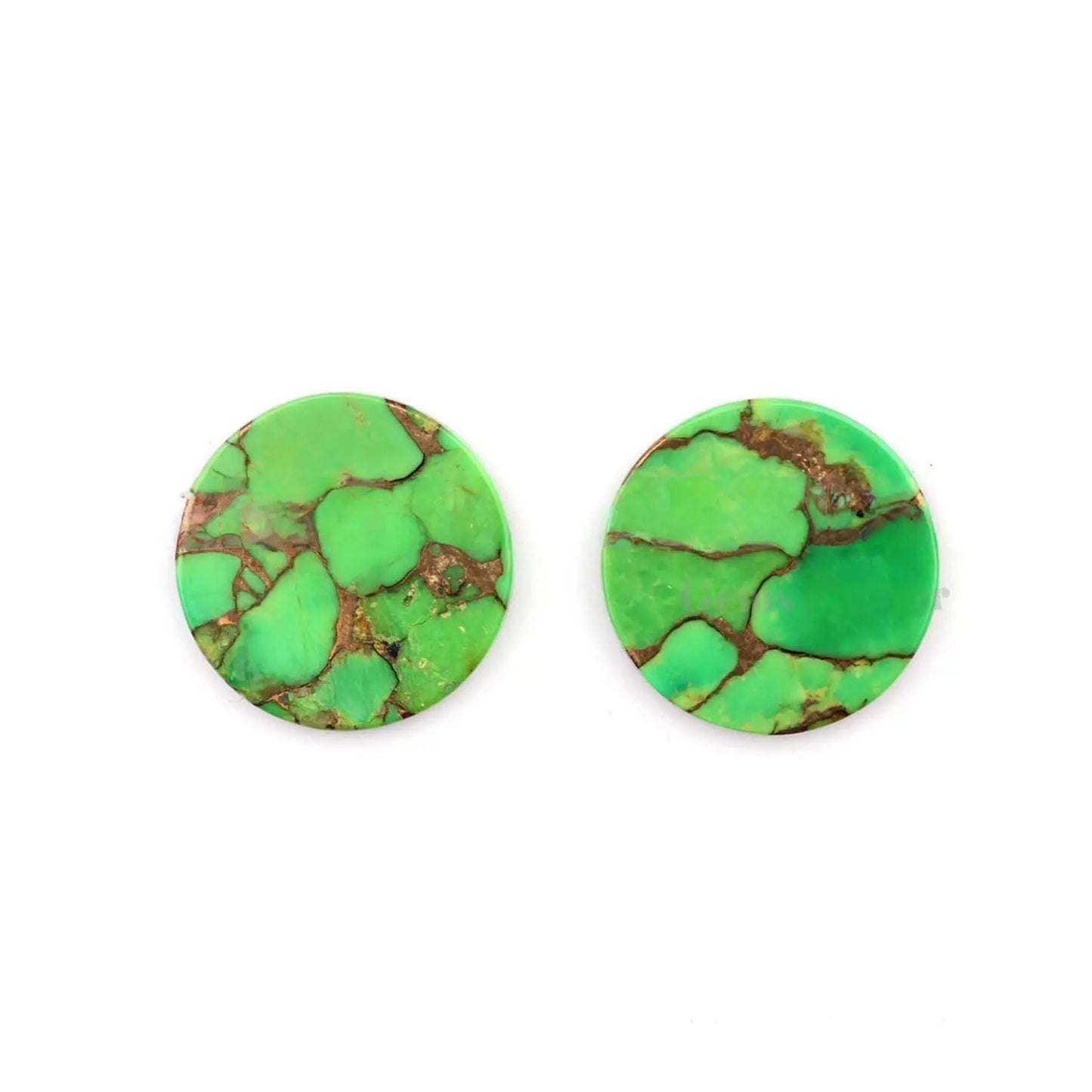 Beautiful Green Copper Turquoise Coin shape 12mm Flat Gemstone Calibrated Cabochons, Green Copper Turquoise Cabochons loose gemstone 2 pcs