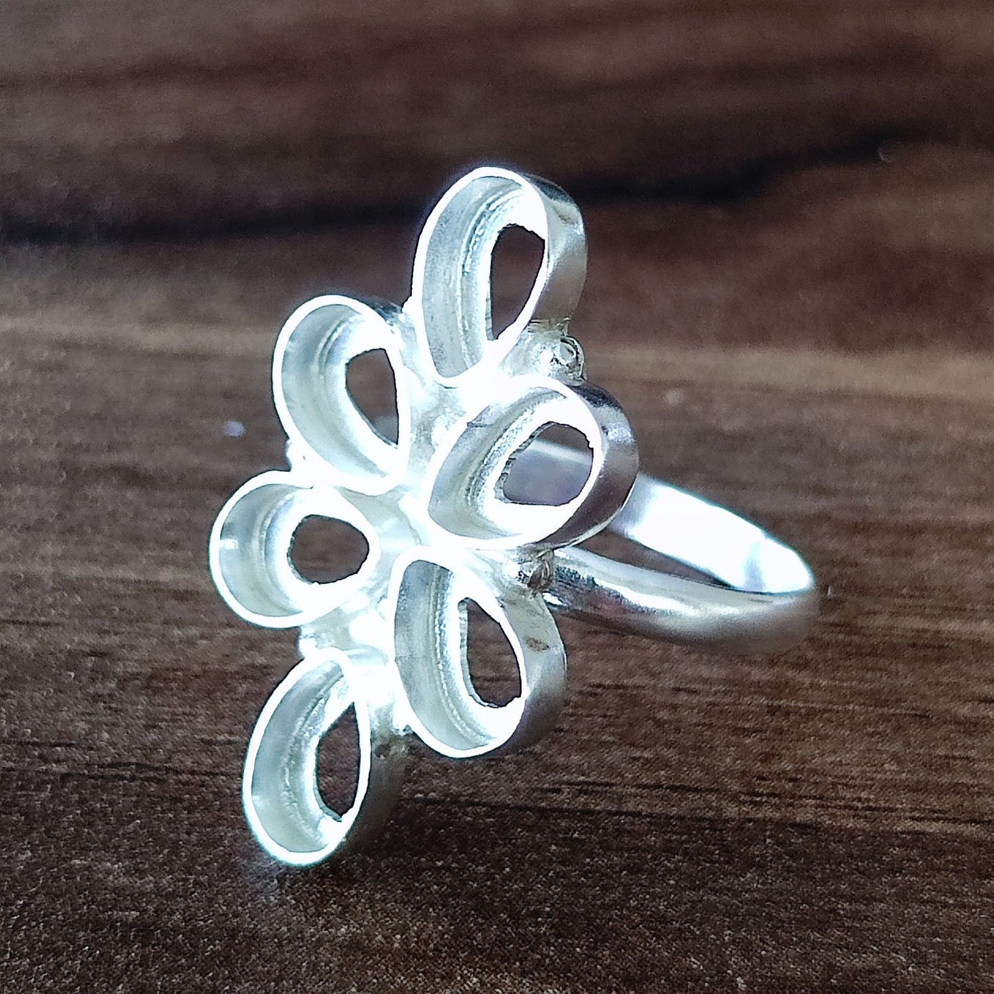 Genuine 925 Sterling Silver Flower Bezel Setting 6x4mm Pear Shape Semi-Mount Blank Setting Ring For Women Keepsake Jewelry