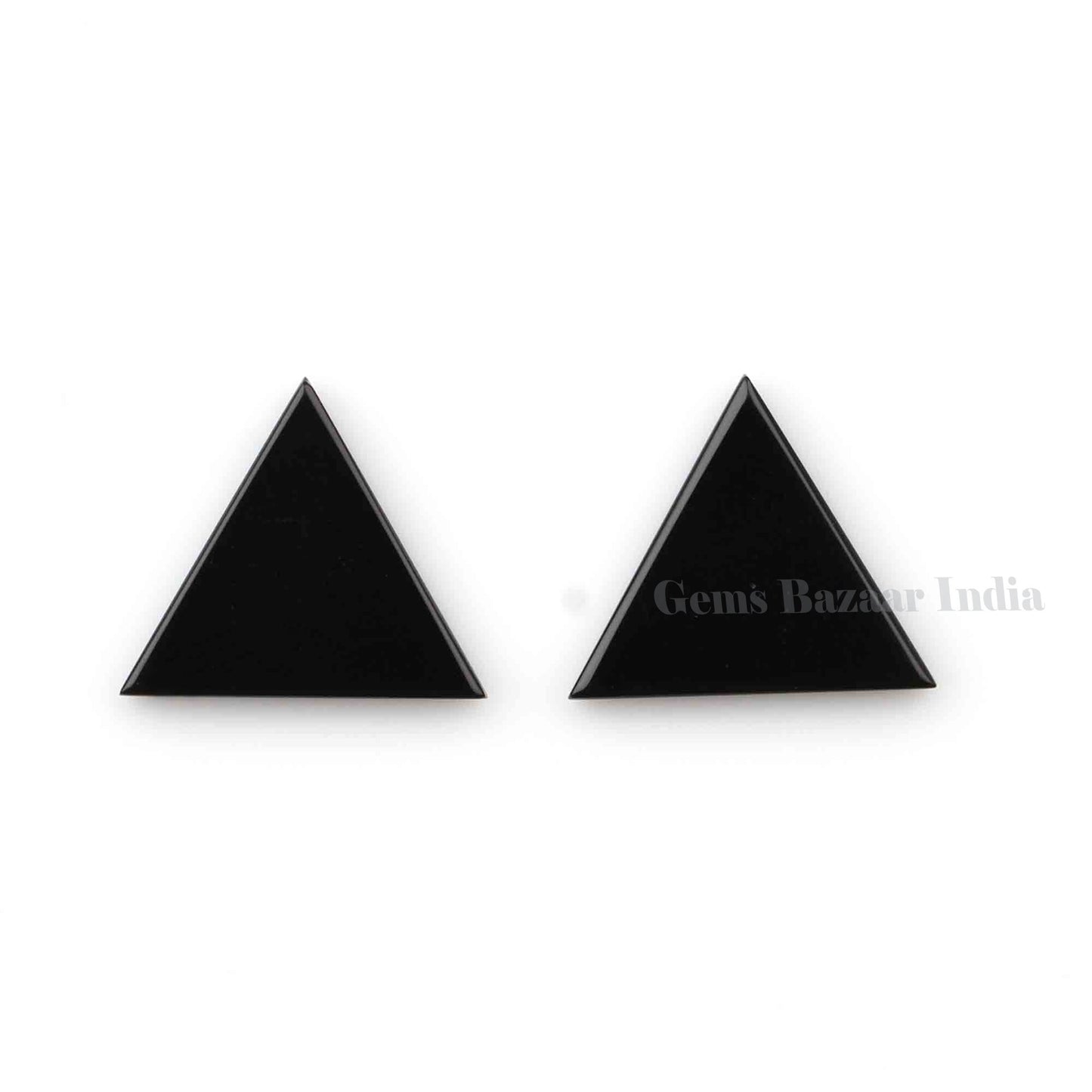 Natural Black Onyx Triangle Shape Smooth Flat Gemstone For Jewelry, Loose Beads Calibrated Semi Precious Stone For Jewelry Making 2 Pcs Set