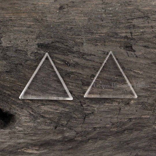 Crystal Clear Quartz Triangle Shape Both Side Flat Gemstone, Loose Beads Calibrated Stone For Jewelry Earring Making 8mm-16mm 2 Pcs Set