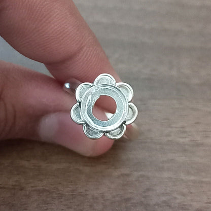 Genuine 925 Sterling Silver 10MM Round Shape Semi-Mount Blank Setting Good For Ashes & Resin Fill Keepsake DIY Fine Jewelry