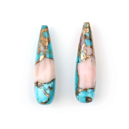 9x30mm Amazonite Copper Teardrop Shape Smooth Briolette Gemstone, Calibrated Loose Beads, Semi Precious Stones Jewelry making - 2 Pcs Set