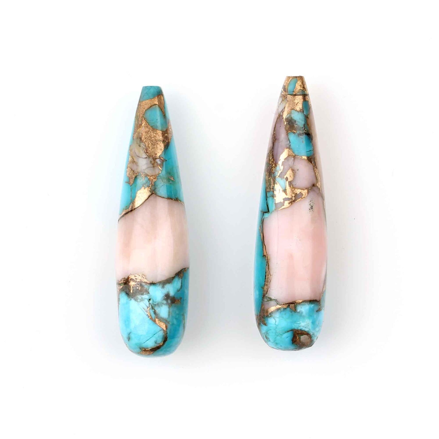 Pink Opal Copper Smooth Teardrops Gemstone, Handmade Loose Calibrated Stone For Earring Making - 2 Pcs Set 9x30mm By GemsBazaarIndia