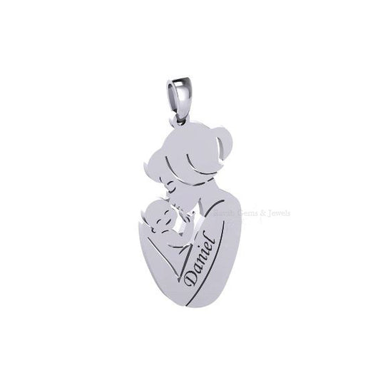 Mother Baby Pendant, Perfect for Motherƒ??s Day, 925 Sterling Silver Pendant for Moms, Baby Shower for Pregnant Moms, Moms Gifts from Husband