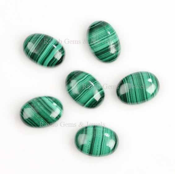 Natural Malachite Oval Shape Gemstone, Smooth Calibrated Cabochons, Loose Beads Semi Precious Stone For Jewelry Making, For Gifted 2 Pcs Set
