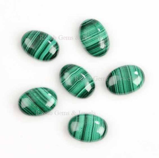 Natural Malachite Oval Shape Gemstone, Smooth Calibrated Cabochons, Loose Beads Semi Precious Stone For Jewelry Making, For Gifted 2 Pcs Set