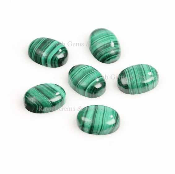 Natural Malachite Oval Shape Gemstone, Smooth Calibrated Cabochons, Loose Beads Semi Precious Stone For Jewelry Making, For Gifted 2 Pcs Set